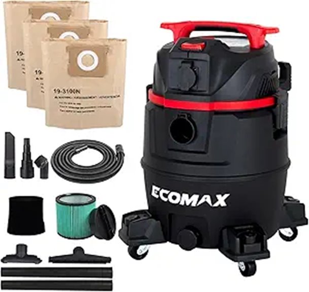 ECOMAX 8-Gallon 6.5 HP Wet Dry Shop Vacuum
