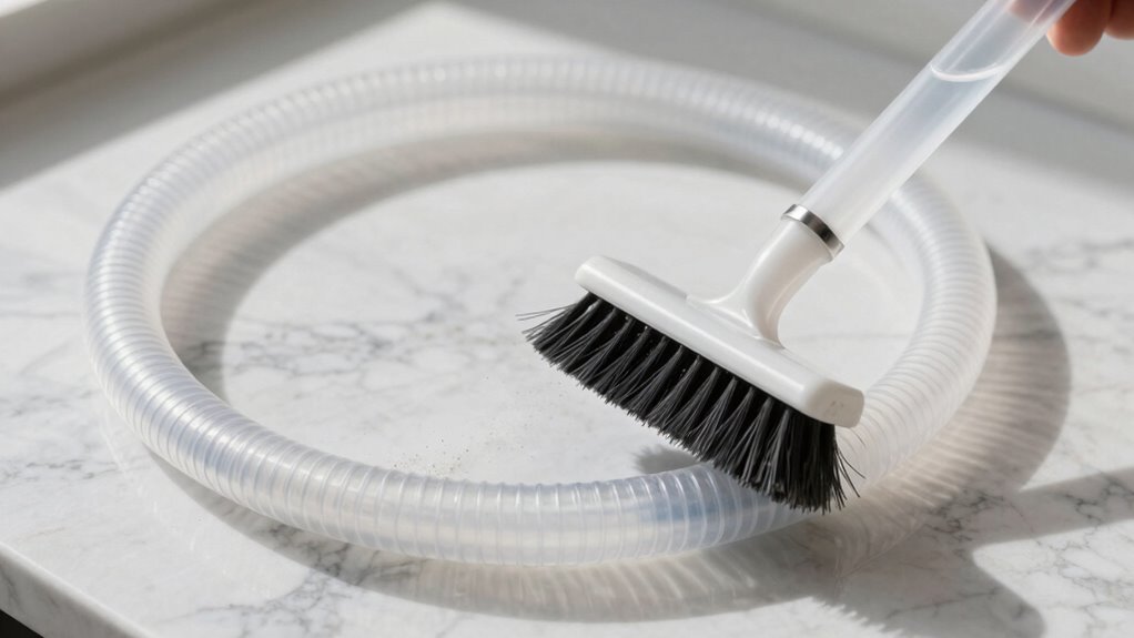 clean hose carefully indoors