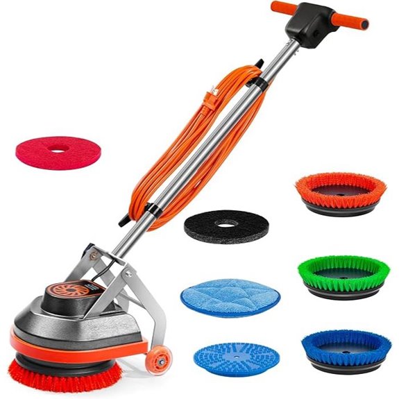 Commercial Orbital Floor Scrubber with Brushes and Pads