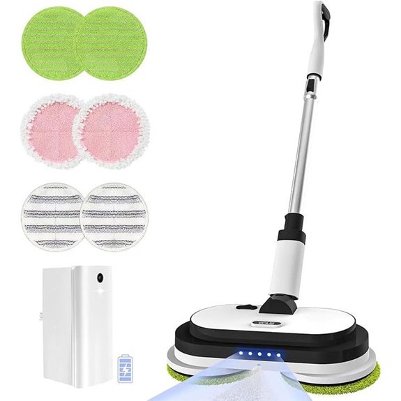 Cordless Electric Spin Mop with LED Light and Water Tank