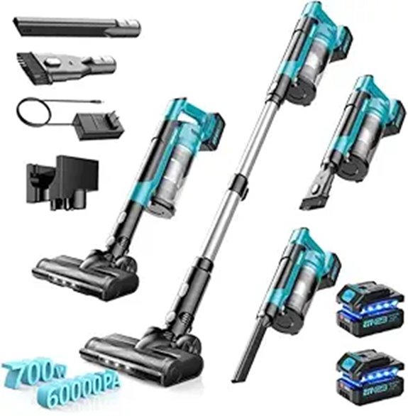 Cordless Vacuum Cleaner with Dual 4000mAh Batteries