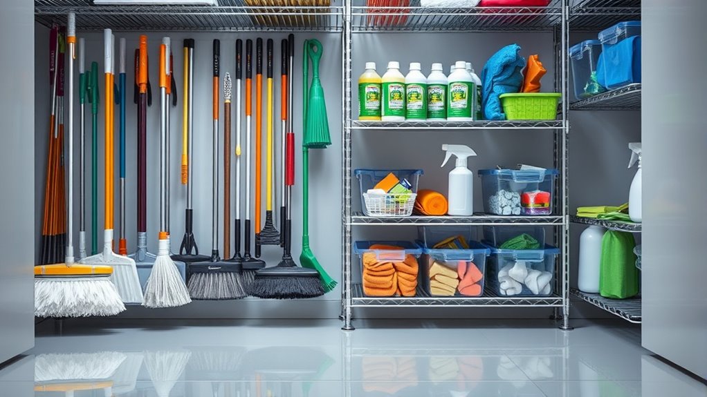 organized accessible cleaning storage
