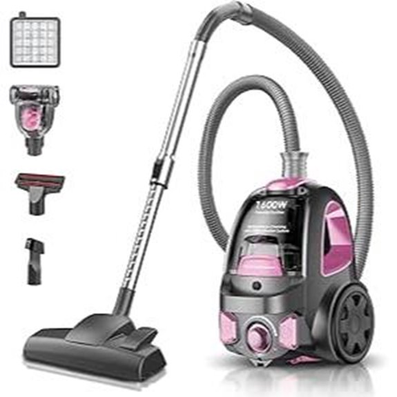 Cyclon Power 40Kpa Bagless Canister Vacuum Pink