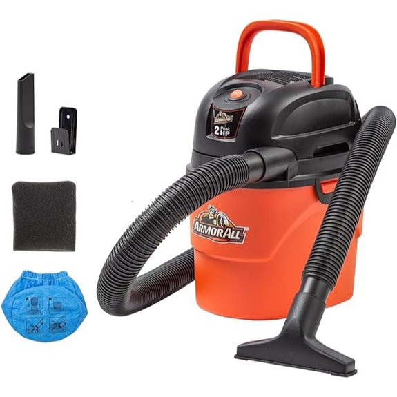 Armor All® AA155 1.5-Gallon 2 Peak HP Portable Wet/Dry Vacuum Orange