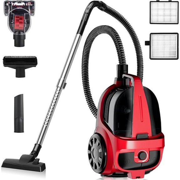 1600W Canister Vacuum with Strong Suction & Tools