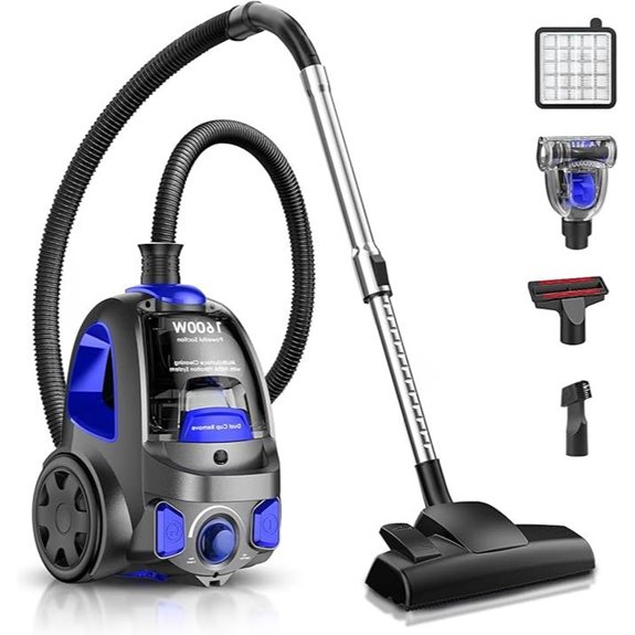 Canister Vacuum Cleaner 40Kpa 1600W Bagless Lightweight