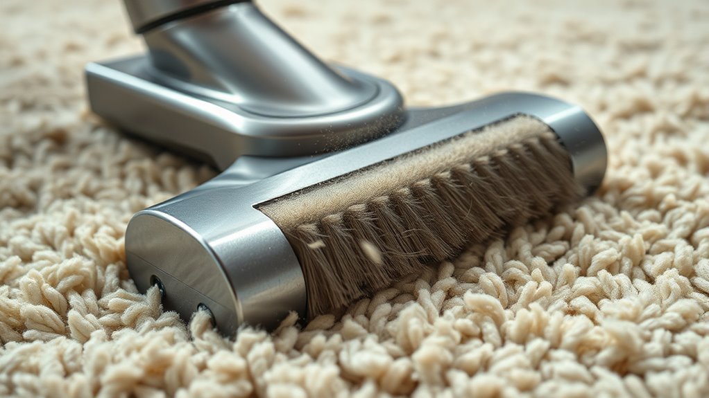 rotating brushes dislodge dirt