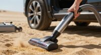 vacuuming sand from car