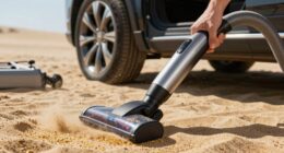 vacuuming sand from car