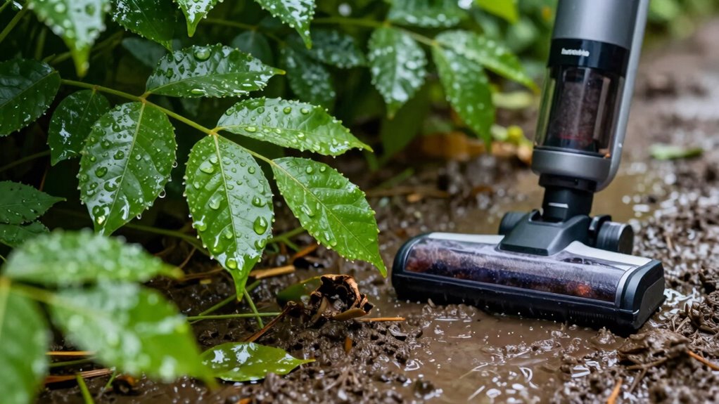 vacuuming wet leaves
