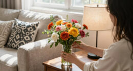 Skip Vases — This Stunning DIY Floral Arrangement Uses a Lamp