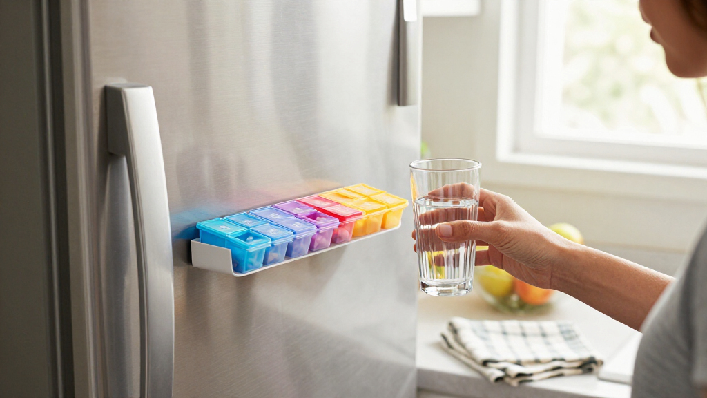 I Put A Dollar Tree Pill Organizer On My Fridge, And It’s A Game-Changer
