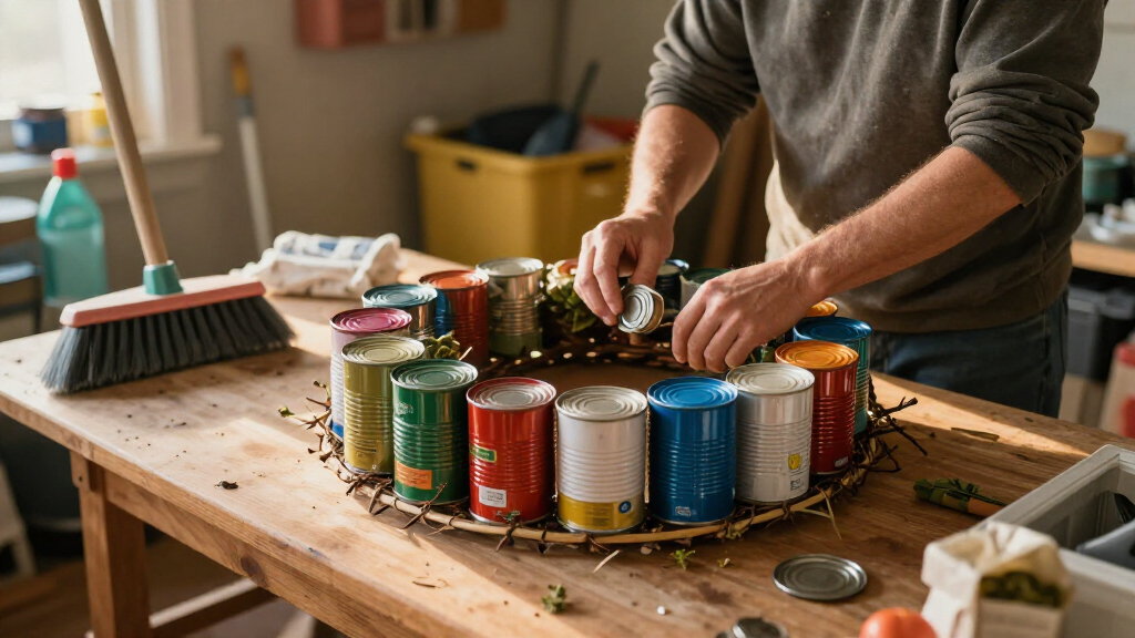 DIYer Transforms Old Tin Cans Into The Cutest Wreath
