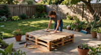 Woman Upcycles Old Wood Pallets Into A Backyard Showpiece With An Impressive DIY