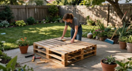 Woman Upcycles Old Wood Pallets Into A Backyard Showpiece With An Impressive DIY